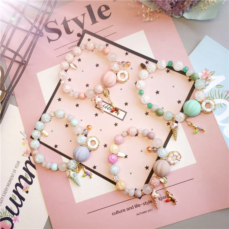 Новый сладкий для женщин попкорн Кристалл Браслеты Одежда заплыва мороженое