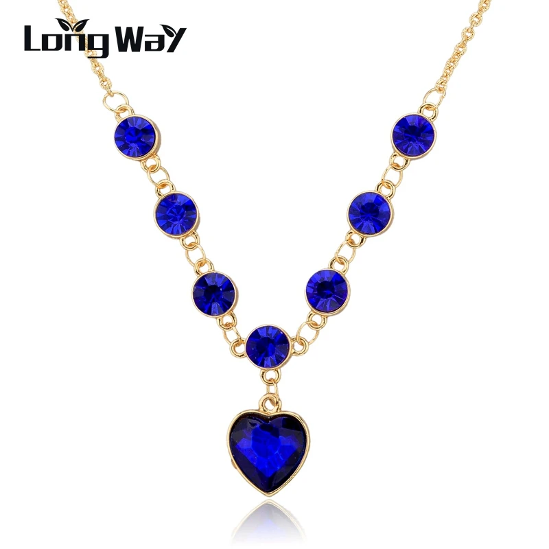 

LongWay Hot Sale Trendy Women Pendant Necklace Classic Austrian Crystal Necklace Heart Necklace Wedding Jewelry SNE140453