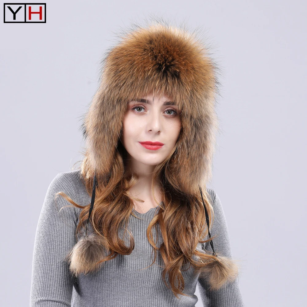 Женские из натуральной лисы меховая шапка зимняя Для женщин теплые зимние ботинки с лисьим мехом и шляпа Leifeng модные теплые с меховыми ушами Кепки натуральный Лисий Мех Шапки