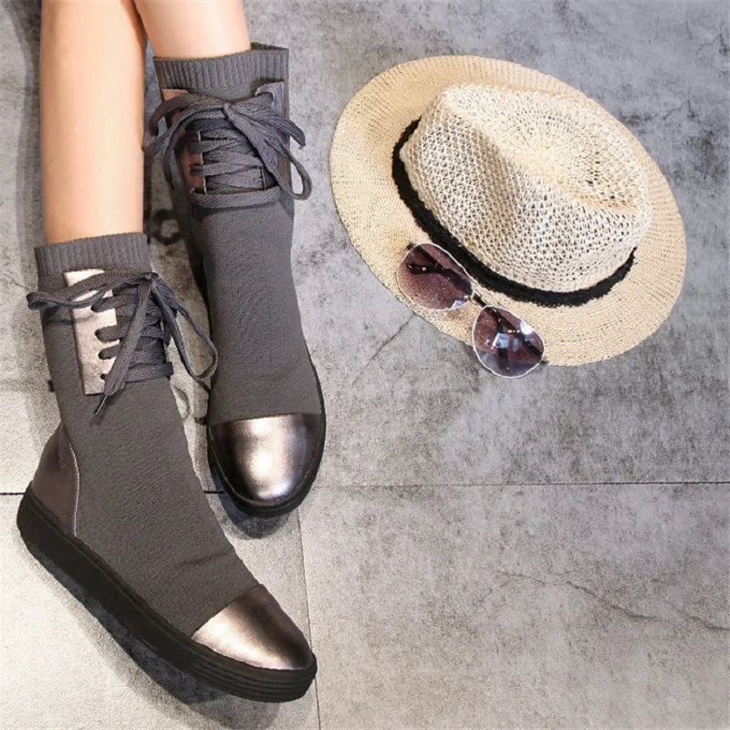 Европейский станция 2018 осенние и зимние новые сапоги женские кожаные увеличился