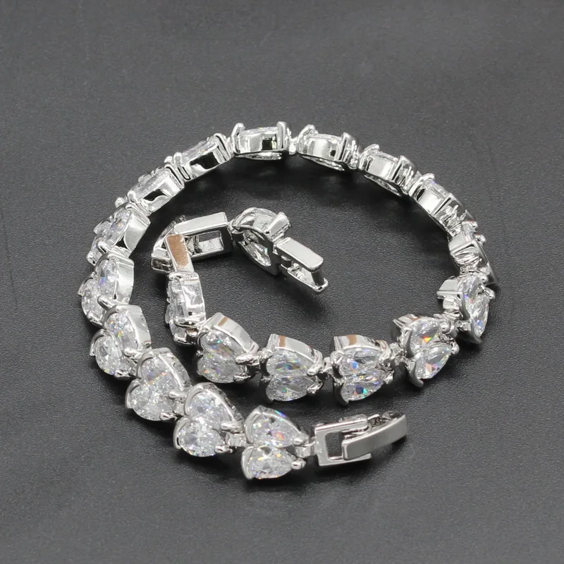 925 Silver Bridal Jewelry Sets Water Drop White Zirconia For Women Wedding Necklace Pendant Bracelet Ring Earrings Rysean | Украшения и