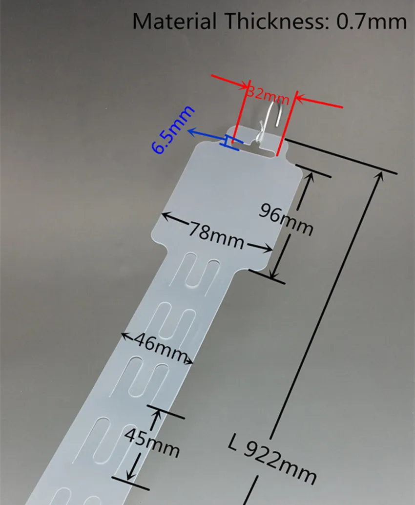 Пластиковые прозрачные полипропиленовые Висячие зажимы для мерчандайзинга l92 см