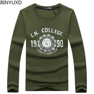 Футболка BINYUXD мужская с круглым вырезом, модная тенниска из хлопка, повседневная майка с длинными рукавами, музыка, большие размеры, Осень-зима
