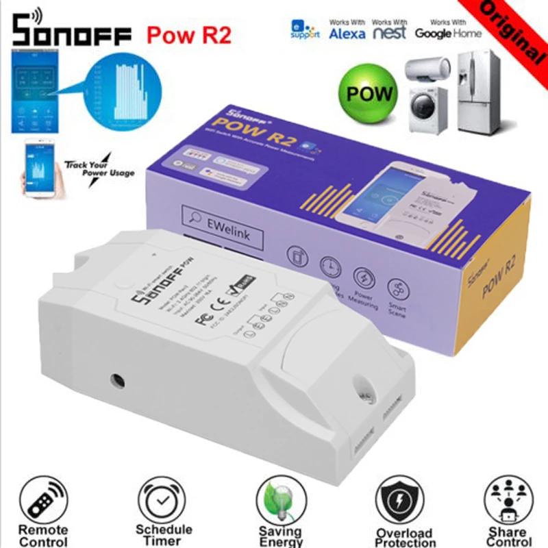 Смарт переключатель Sonoff Pow R2 15A с поддержкой Wi Fi и Google Home|Модули для умного дома| |
