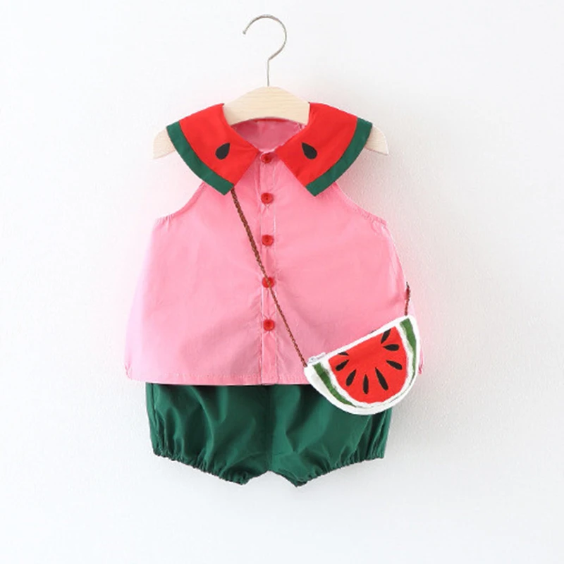 Baby Clothes Summer Sleevess Girl Red Suit 3 Pcs Cute Cotton Clothing Set | Детская одежда и обувь