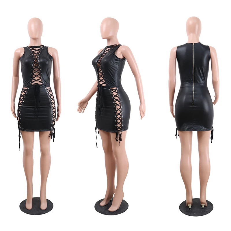 Сексуальное Клубное платье Adogirl Grommet Crisscross на шнуровке с вырезами без рукавов