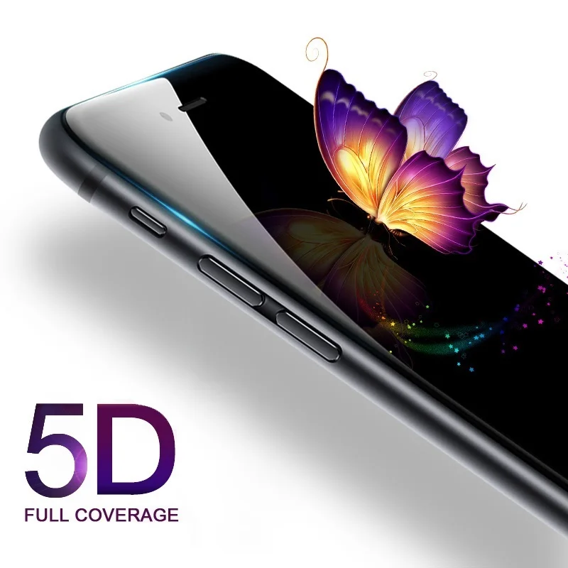 5D закаленное стекло с полным покрытием для iPhone X 6 6s 7 8 Plus защитное на Защитная