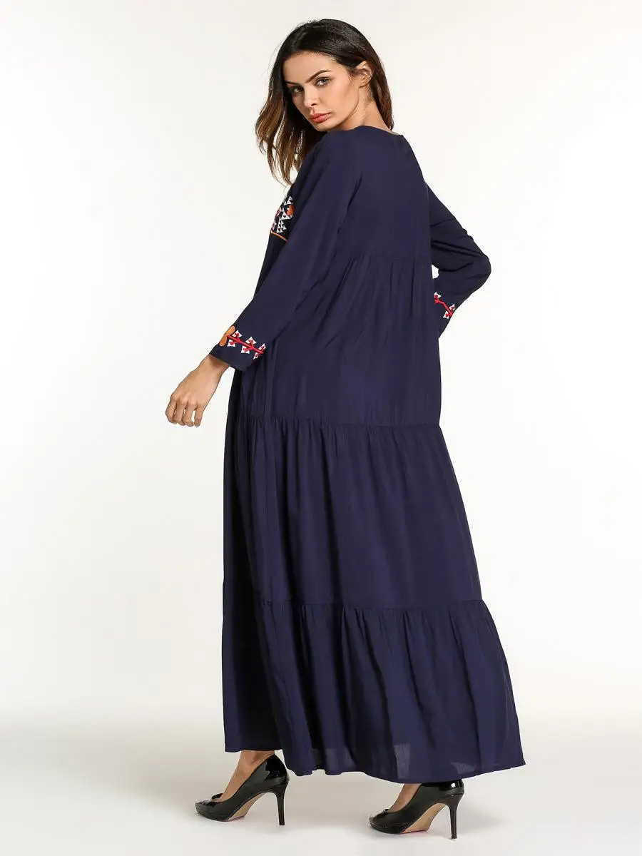 Мусульманское женское платье Abayas Дубай вышивка длинное мусульманское Большие