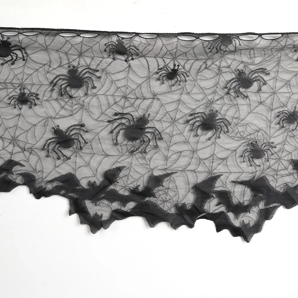 1 шт. украшение на Хэллоуин Черное кружево паутина камин накидка шарф занавески