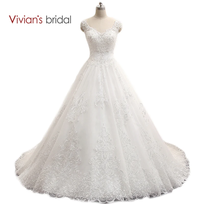 Свадебное платье Vivian's Bridal с v образным вырезом без рукавов ТРАПЕЦИЕВИДНОЕ
