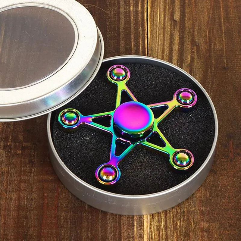 Пять углов звезда ручной Спиннер металлические коробки Анти снять стресс