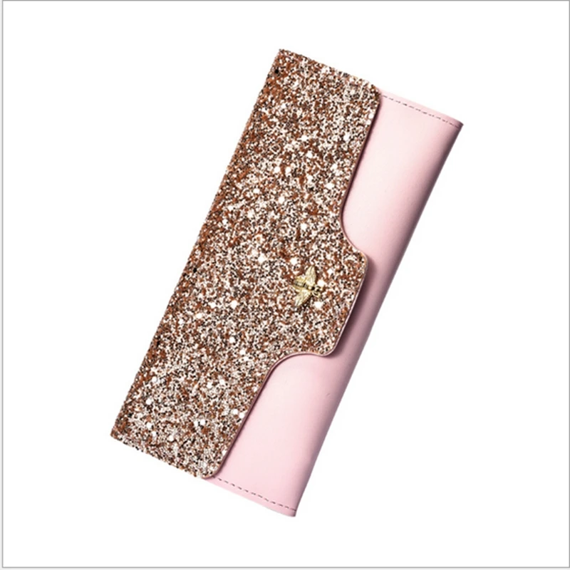 2019 Fashion Women Wallet Long Sequin PU Leather Ladies Zipper Purse Female Multiply-function Clutch Bag | Багаж и сумки