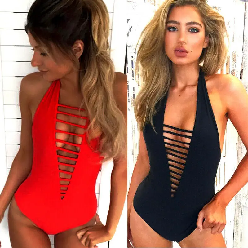 Модные женские Пуш-Ап мягкие бандажные бикини Купальники цельные глубокий