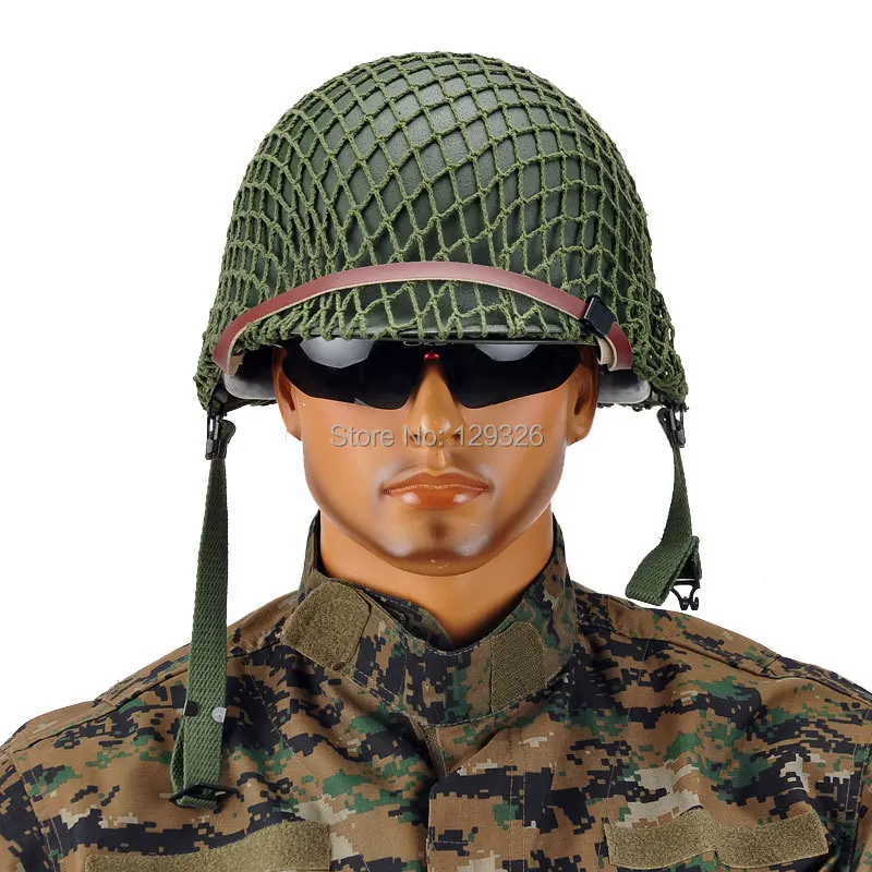 Шлем со стальным шлемом Второй мировой войны M1 с сетчатым покрытием и