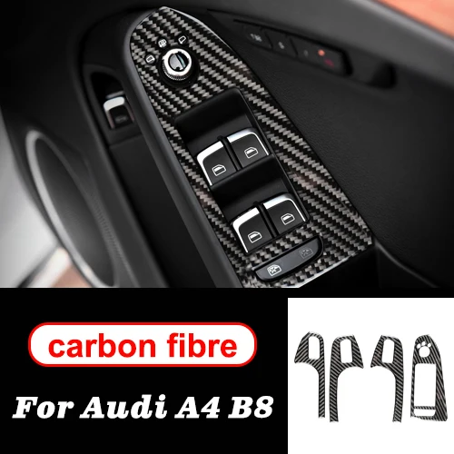 right-hand drive A Для Audi A4 B8 2009- LHD RHD стеклоподъемник из углеродного волокна переключатель рамы декоративная накладка для панели подлокотника аксессуары для салона автомобиля - Название цвета: right-hand drive A