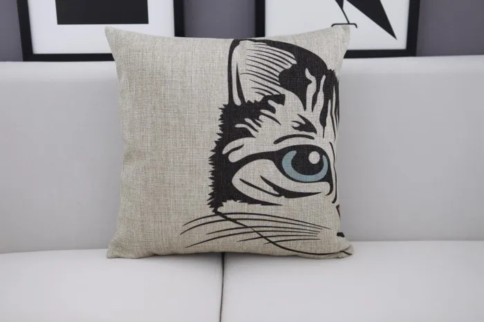 Творческий Кот из мультфильма подушки, Лежанка для котиков, льняная наволочка, домашний декор дивана подушки, декоративные подушки
