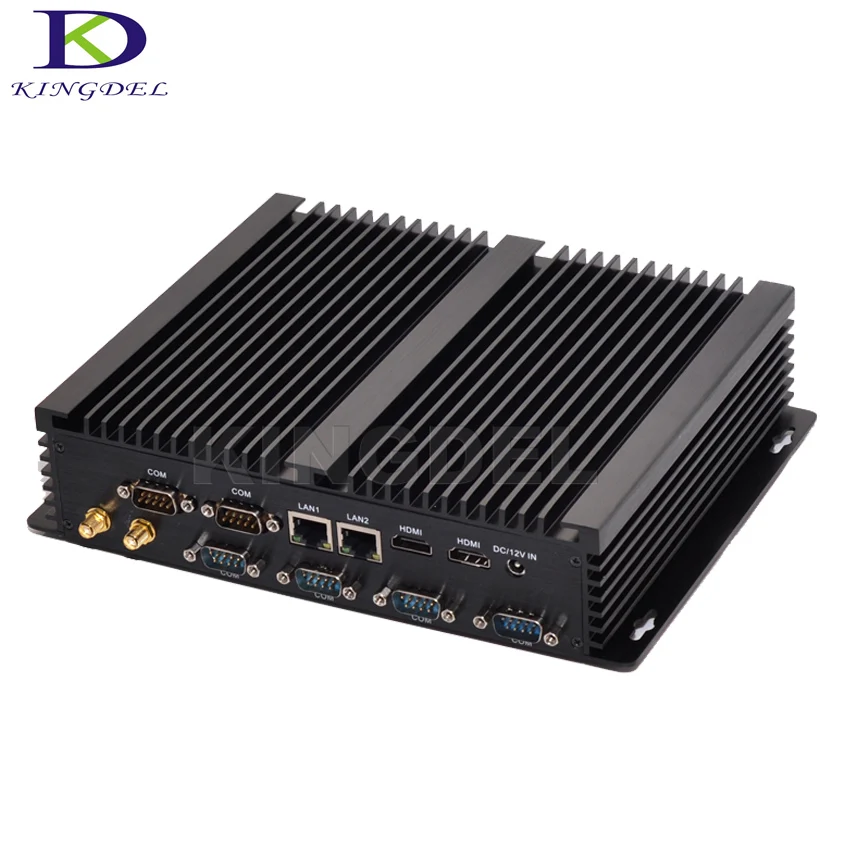 Kingdel безвентиляторный промышленный мини-ПК Win10 Core i7 5550U 2 * Intel 82583V Gigabit NIC 6 RS232 тонкий