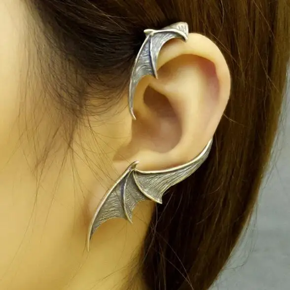 Vintage Punk Style Solid 925 Sterling Silver Earrings Bat Wing Single Earring Gothic Jewelry For Women Girl Gift Allergy Free