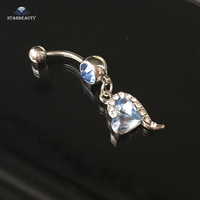 Starbeauty Королевский синий сердце для пупка пирсинг Ombligo 14 г милые болтающиеся