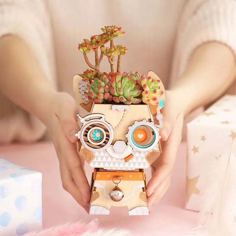 Robotime DIY 3D деревянная головоломка цветок горшки для сборки набор моделей пазлы
