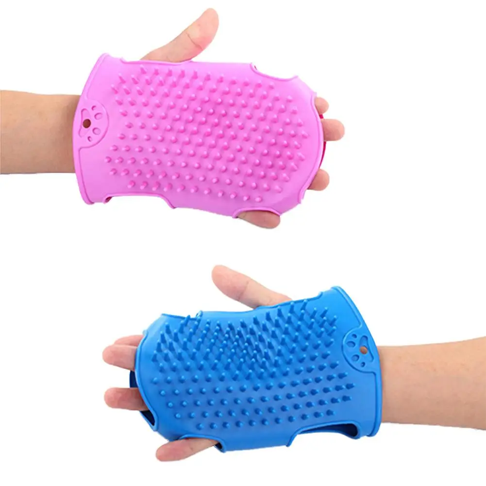 Pet Dog Grooming Gloves Cat Beauty Massage Hair Cleaning Bathing Silicone Bath Brush Supplies 20E |