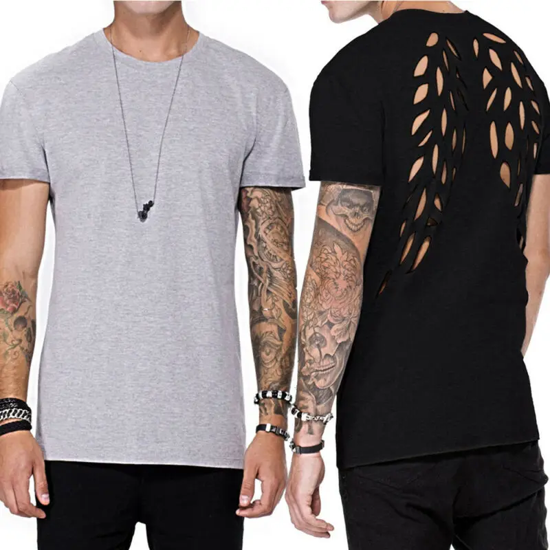 Цветная Футболка с рукавами мужские топы в стиле хип-хоп крыльями | Мужская