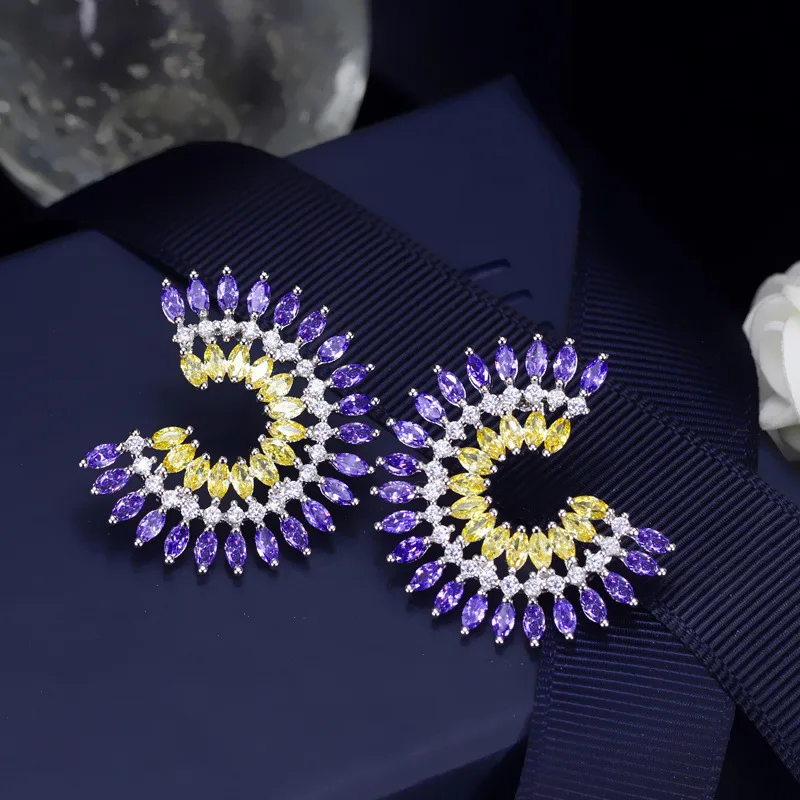 Бразильские Популярные Разноцветные серьги гвоздики модные ювелирные изделия CZ