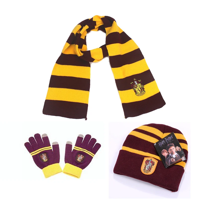 Взрослый ребенок Гриффиндор Слизерин Hufflepuff Ravenclaw шарф для косплея шляпа сенсорная перчатка шарф теплый аниме шейный платок Рождественский подарок