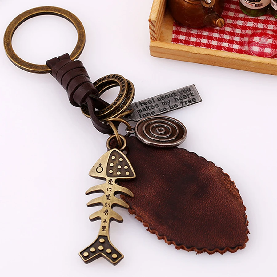 Брелок для ключей из натуральной кожи медного сплава в стиле панк | Украшения и