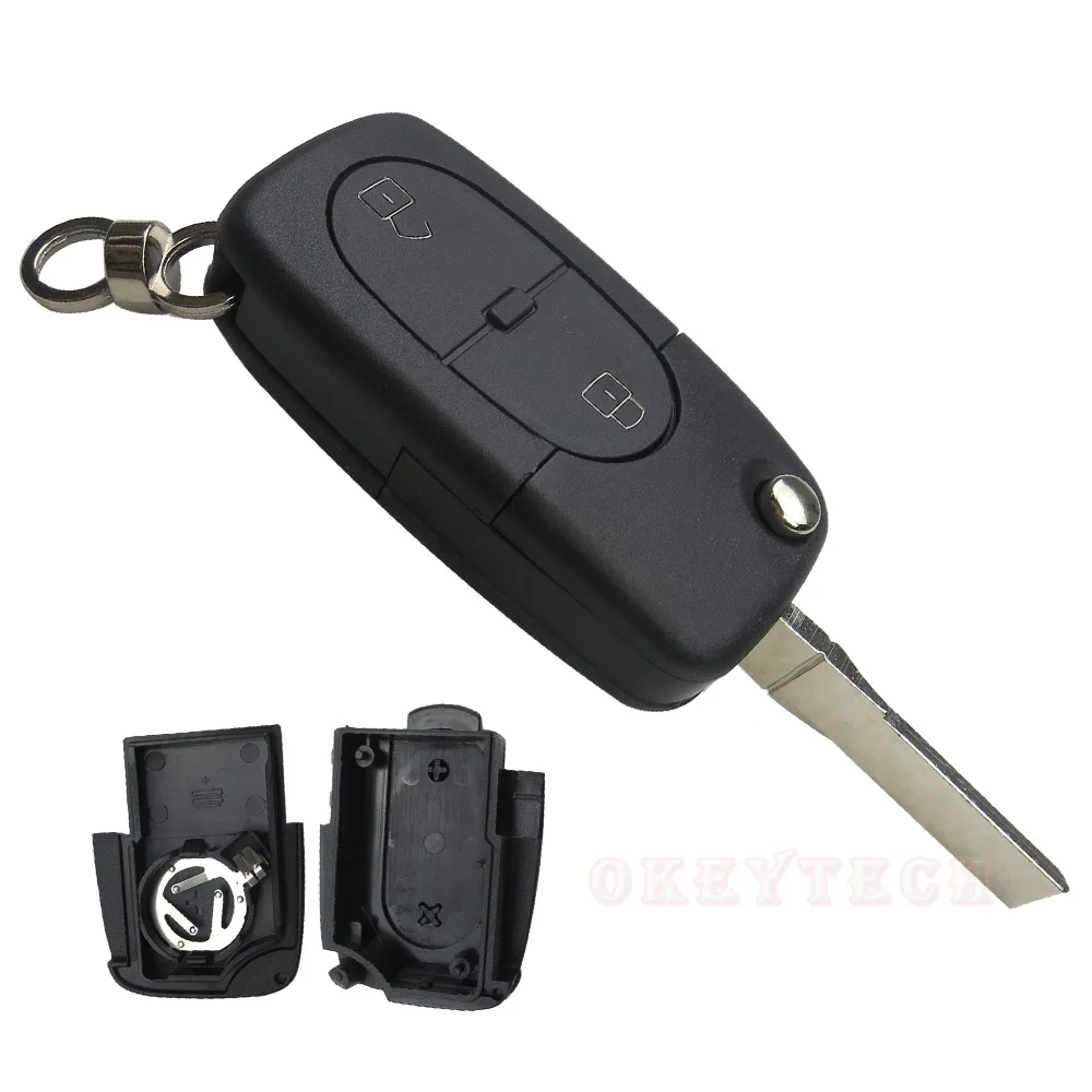 2BT 1616 battery OkeyTech 2 или 3 кнопки дистанционного ключа автомобиля оболочки для Audi A2 A3 A4 A6 A8 TT CR1616/CR2032 держатель батареи авто чехол Замена - Количество кнопок: 2BT 1616 battery