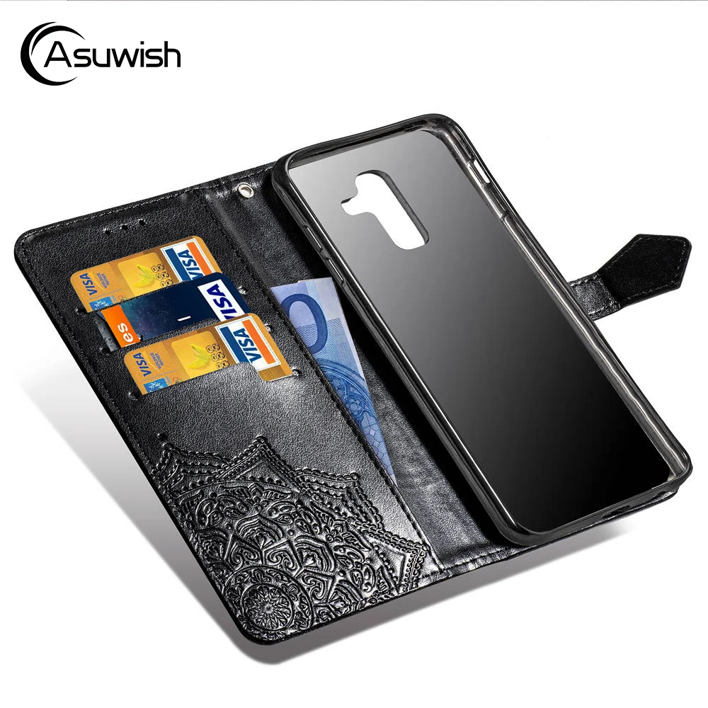 Кожаный чехол-бумажник с откидной крышкой для Samsung Galaxy A 6 Plus A6 2018 A6plus SM A600F A600FN A605F