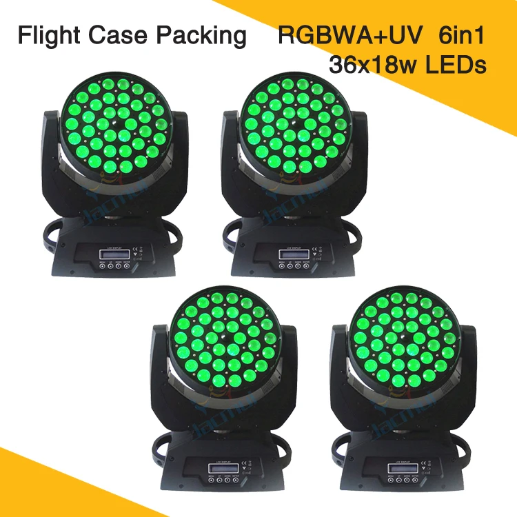 (4 шт./лот) китайский корпус освещения для полетов упаковка 36*18 Вт Zoom Beam RGBWA UV Led Wash