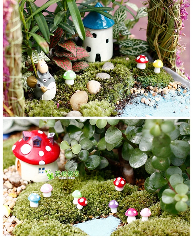 8 pcs/ Set kawaii Decorations Mushroom 1.3cm fairy garden miniatures decorative Micro Landscape materials Bonsai Plant Gardening | Дом и сад