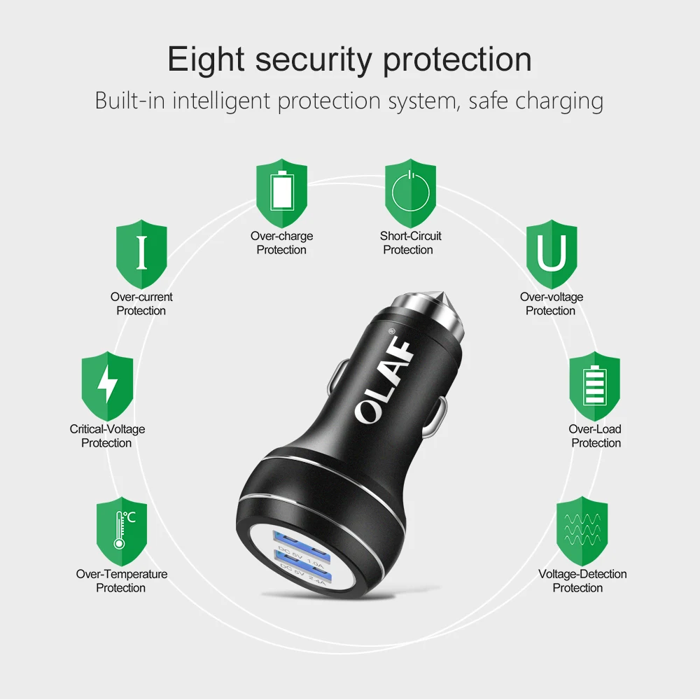 OLAF Dual 5V2A автомобильное USB зарядное устройство для iPhone 6 7 X XS для samsung Galaxy S9 S8 Xiaomi Mi 8 a2 Для huawei p20 lite pro зарядное устройство для телефона