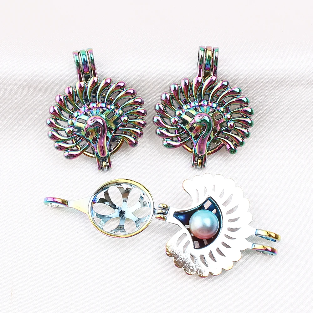 5 шт. подвеска-клетка с жемчугом и павлином | Подвески