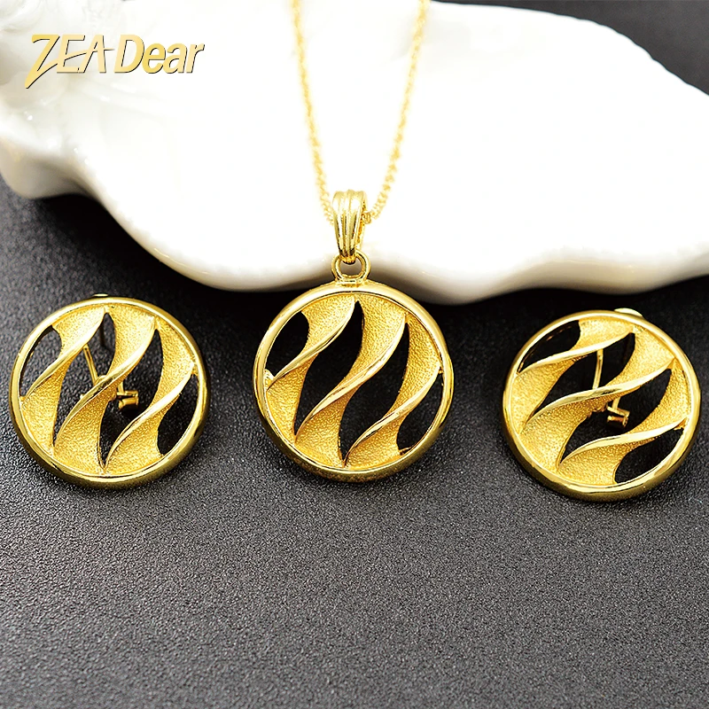 

ZEA Dear Jewelry Ethnic Jewelry Sets For Women Earrings Necklace Pendant Dubai Fashion Round Jewelry For Party Jewelry Findings