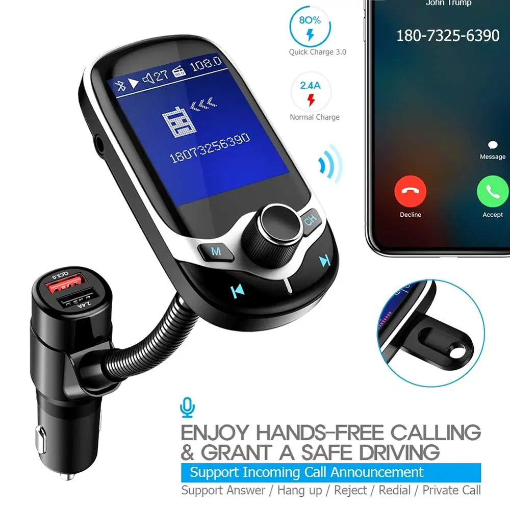 FM трансмиттер KM28 автомобильный с ЖК дисплеем 1 8 дюйма и поддержкой USB|MP3-плееры| |