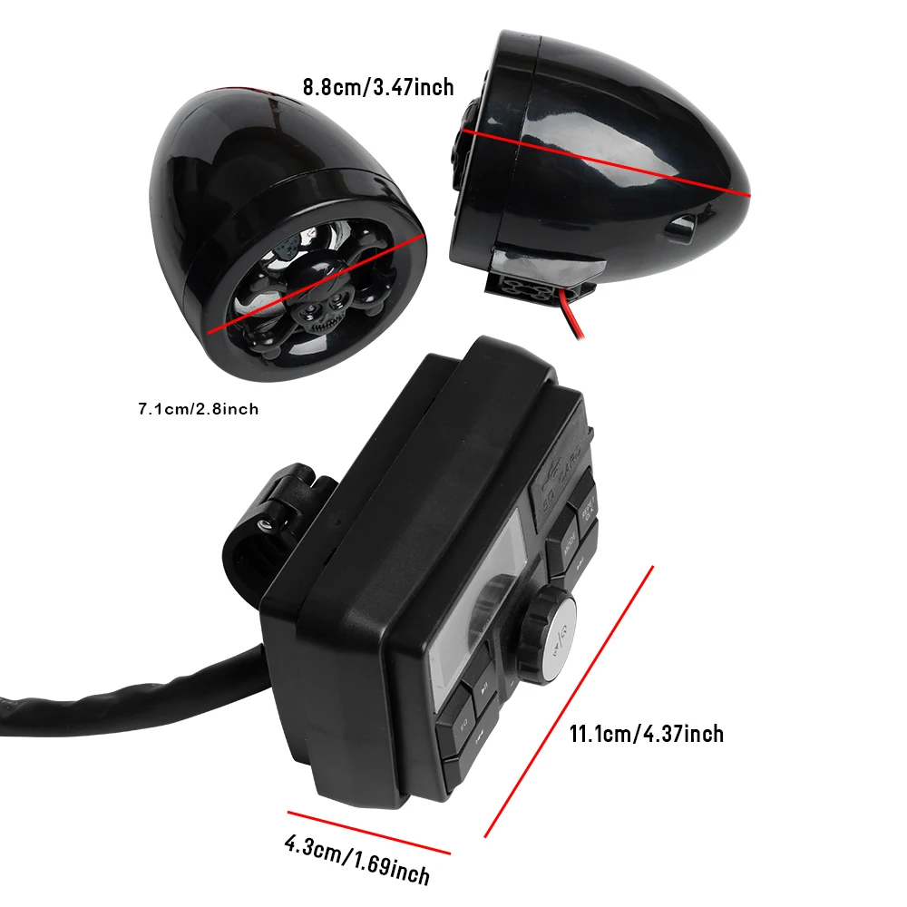 Motor Alarm Motorcycle Handlebar Audio Amplifier System 2.8&quot Skull Stereo Speaker FM MP3 USB SD For AUX remote control | Автомобили и