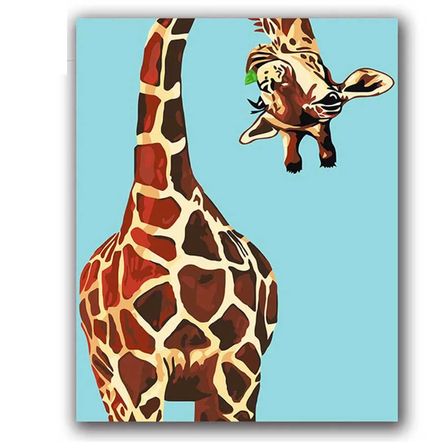 

Coloring by numbers Giraffe eating grass animals pictures paintings paints with colors for kids 3 pieces hoom decor