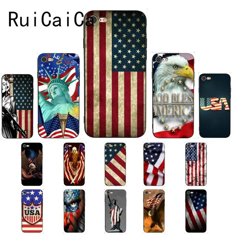 Ruicaica американский флаг США мягкий черный чехол для телефона iPhone 5 5Sx 6 7 plus 8 Plus X XS MAX