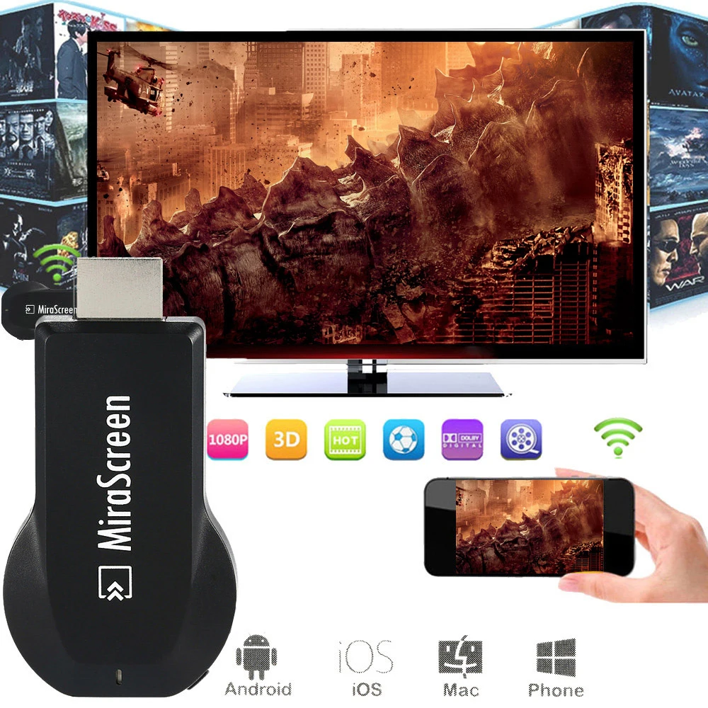 Беспроводной WiFi приемник MiraScreen HDMI 1080P HD интерфейс ТВ приставка DLNA Airplay Miracast для