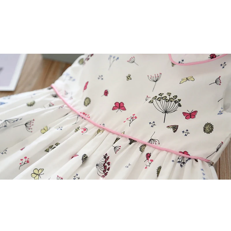 Girls Dresses 2020 Spring New Children's Clothing Sweet Doll Collar Dandelion Flower Print Sleeveless Simple Vest Dress | Детская