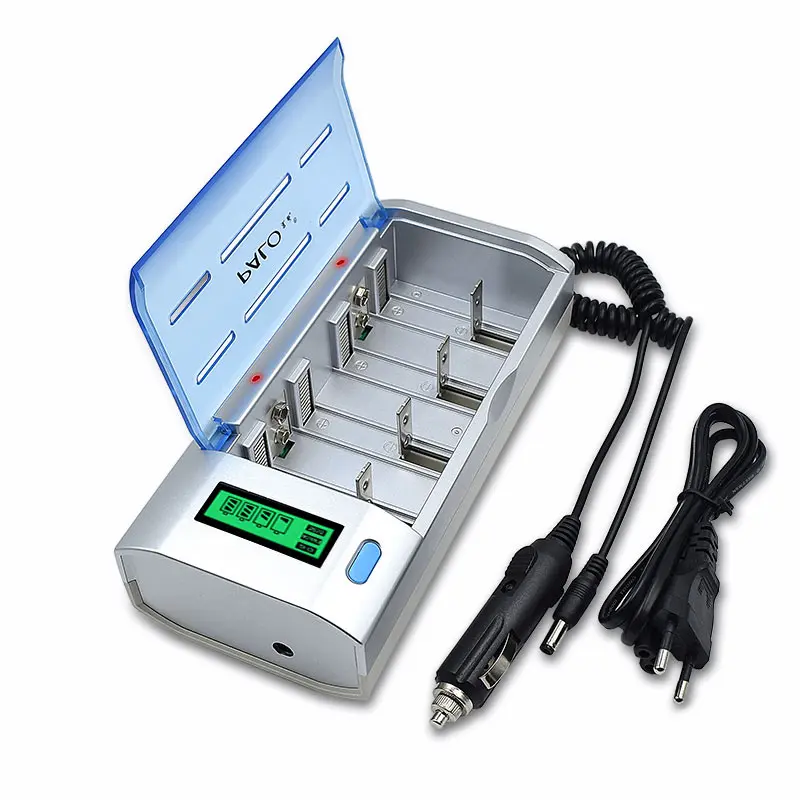 PALO C906W 4 слота ЖК-дисплей зарядное устройство для Nimh Nicd AA/AAA/SC/C/D/9 В аккумуляторная батарея с автомобильными зарядными устройствами - Цвет: with car cable