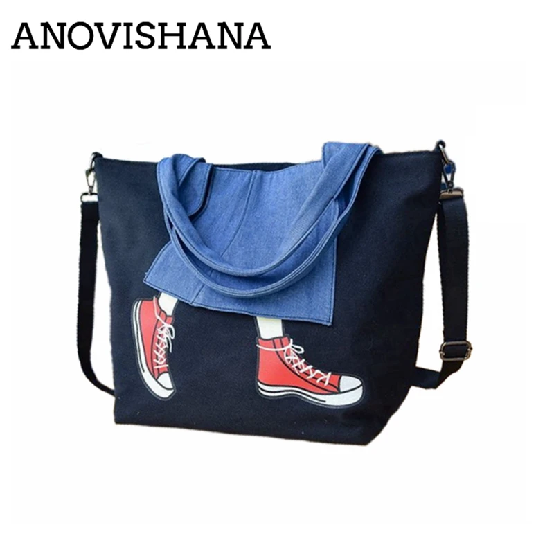 ANOVISHANA разработан большой ёмкость Холст сумка для женщин сумки дамы Tote
