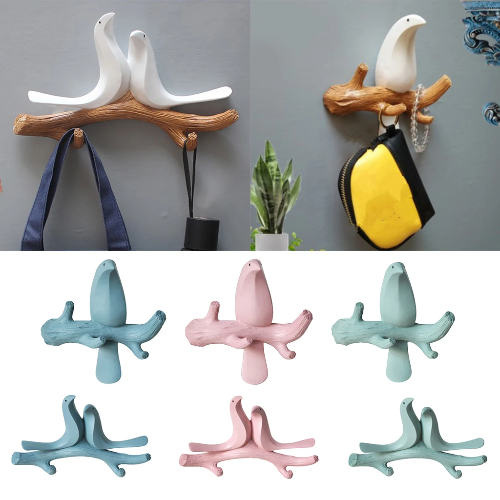 

Rustic Bird Design Clothes Display Racks Hook Wall Hanging Coat Hanger Hat Hooks Bedroom Keys Holder Wall Art Decor