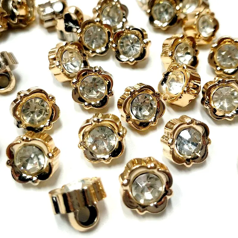 

HL 50PCS/150PCS 11MM New Plating Buttons With Rhinestones Shank DIY Apparel Sewing Accessories Shirt