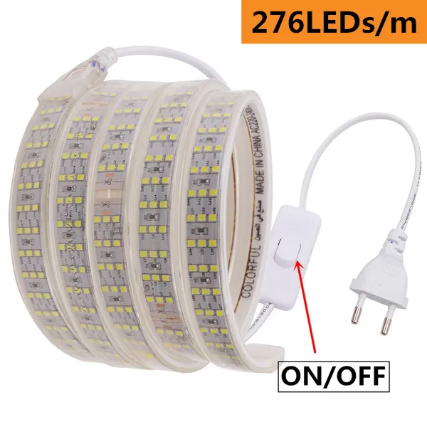 276 LEDs SMD 2835 Светодиодный светильник водонепроницаемый 276 светодиодный s/m трехрядный светодиодный светильник 144 светодиодный s/m гибкая лента светодиодный светильник 220 в высокое качество - Испускаемый цвет: 276 LEDs