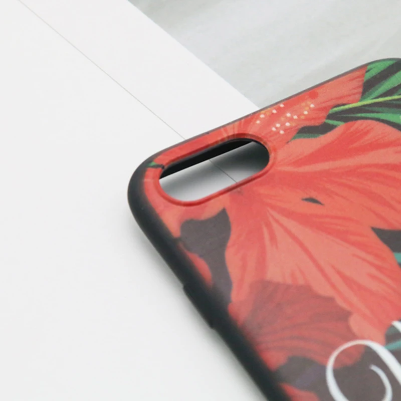 LANRENZ Case For iphone 7 8 plus Tropical Palm Leaf Flower Black TPU Phone Cases Cover for 6 6S XR XS Max |