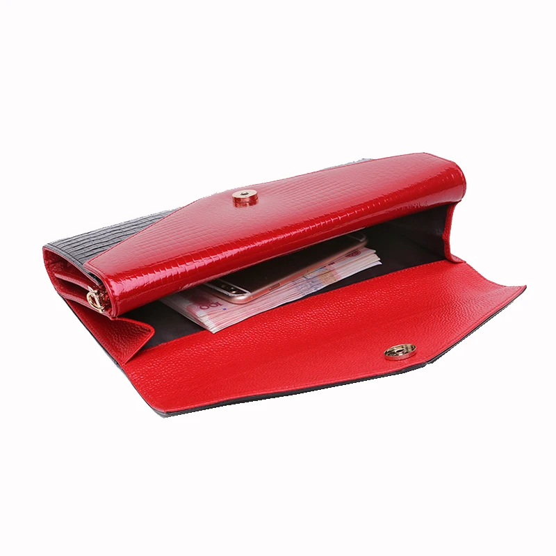 Лидер продаж в США женский клатч из коровьей кожи с узором под крокодила Черная