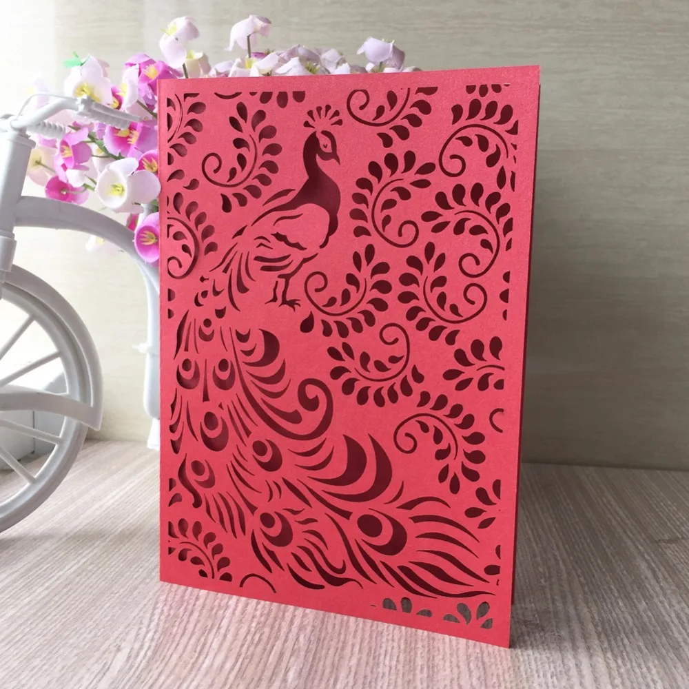 100 шт. в китайском Стиль Феникс элегантный Обручение пригласительный билет